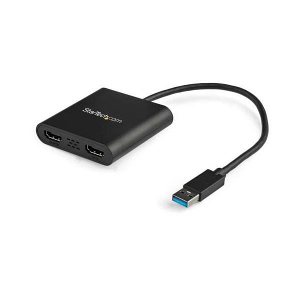 StarTech.com USB3.0接続2ポートHDMIアダプタ 4K／30Hz対応 USB A（オス）-HDMI（メス）×2ブラック USB32HD2 1個