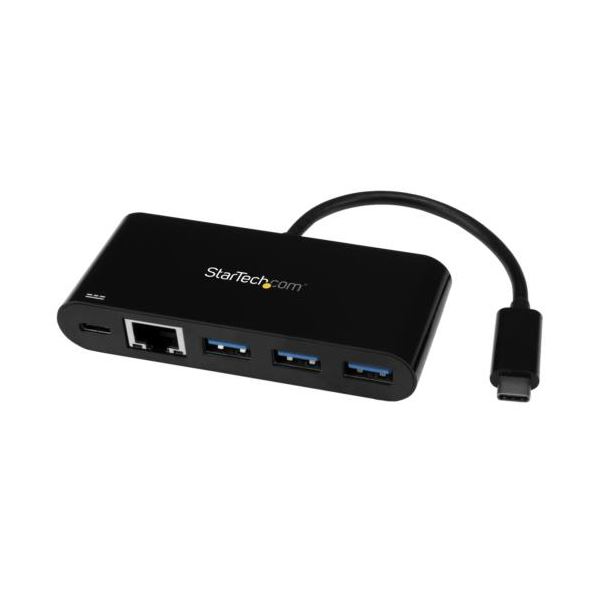 StarTech.com USB Type-C接続 3ポートUSB3.0ハブ USB給電（PD） USB-A×3口／RJ45GbE×1口 ブラック HB30C3AGEPD 1個