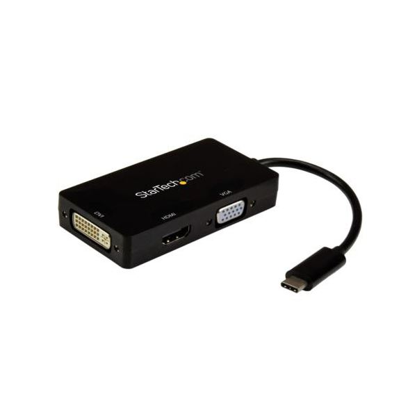 StarTech.com 3in1 USB Type-C接続マルチディスプレイアダプタ ブラック CDPVGDVHDBP1個