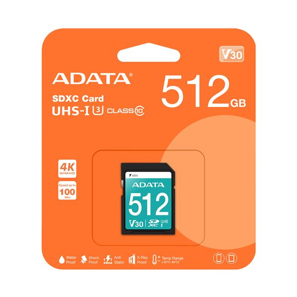 ADATASDXC メモリーカード 512GB Class10 V30 ASDX512GUI3V30S-R 1枚