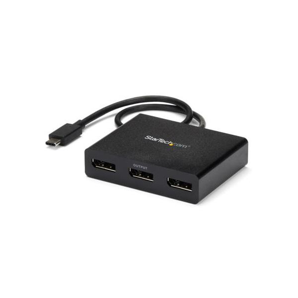 StarTech.com マルチモニターアダプタ MSTハブ 4K USB C（オス）-ディスプレイポート（メス）×3口Windows用 ブラック MSTCDP123DP 1個