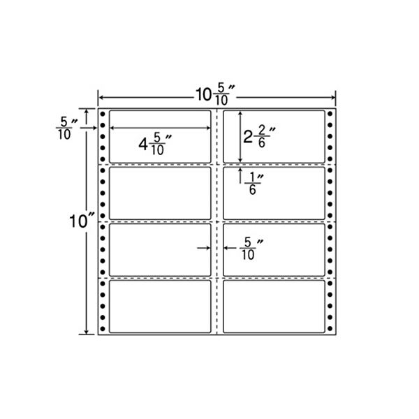 東洋印刷ナナフォーム 連続ラベル Mタイプ 10_5／10×10インチ 8面 114×59mm 横3本縦1本ミシン入 M10C1箱（500折）