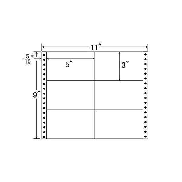 東洋印刷ナナフォーム 連続ラベル Mタイプ 11×9インチ 6面 127×76mm 荷札サイズ M11A 1箱（500折）