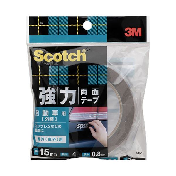 （まとめ） 3M スコッチ強力両面テープ 自動車外装用 15mm×4m SCA-15R 1巻 【×2セット】