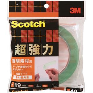 （まとめ） 3M スコッチ超強力両面テープ 透明素材用 19mm×4m STD-19 1巻 【×3セット】