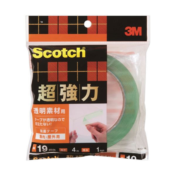 3M スコッチ超強力両面テープ 透明素材用 19mm×4m STD-19 1巻