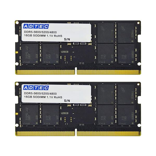 アドテックDDR5-5600 SODIMM 16GB×2枚組 ADS5600N-H16GW 1箱