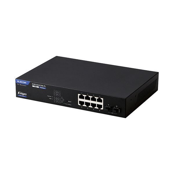 エレコムレイヤー2 Giga対応 PoE Webスマートスイッチ RJ-45×8ポート SFP×2ポート ファンレスEHB-SG2C08-PL 1台