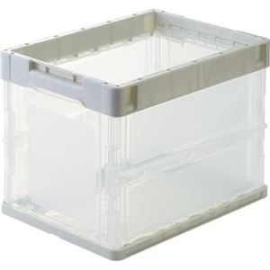 TANOSEE 折りたたみコンテナ 軽量タイプ フタなし 20L ホワイト 透明 1台 折りたたみ コンテナ 収納 容器 オリコン