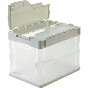 TANOSEE 折りたたみコンテナ 軽量タイプ フタ一体型 20L ホワイト 透明 1台 折りたたみ コンテナ 収納 容器 オリコン