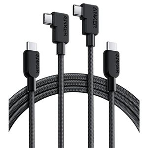 アンカージャパン ANKER USB-C＆USB-C ケーブル（L字 240W 高耐久ナイロン） 1.8m ブラック B81L60111パック（2本）