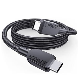 （まとめ） アンカージャパン ANKER USB-C＆USB-C ケーブル（高耐久ナイロン） 0.9m ブラック A81C5011 1本 【×2セット】