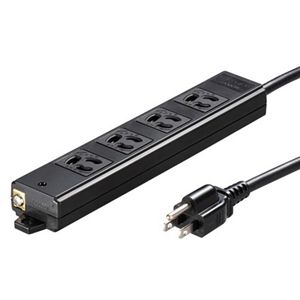 サンワサプライ 工事物件タップ 抜け止め マグネット付 3P・4個口 ブラック 2m TAP-KS4-2BK 1個