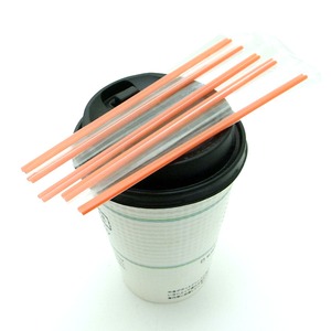 個別包装ホットコーヒー用マドラーストロー500本／18cm （レッド） - 拡大画像
