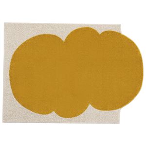 ラグ マット 絨毯 約幅130×長さ185cm イエロー 防ダニ加工 裏面滑り止め 日本製 デザインライフ カボチャクモラグ スミノエ