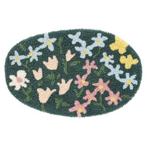 玄関マット 約幅45×長さ70cm オハナバタケマット グリーン 日本製 防ダニ ホットカーペット可 デザインライフ スミノエ