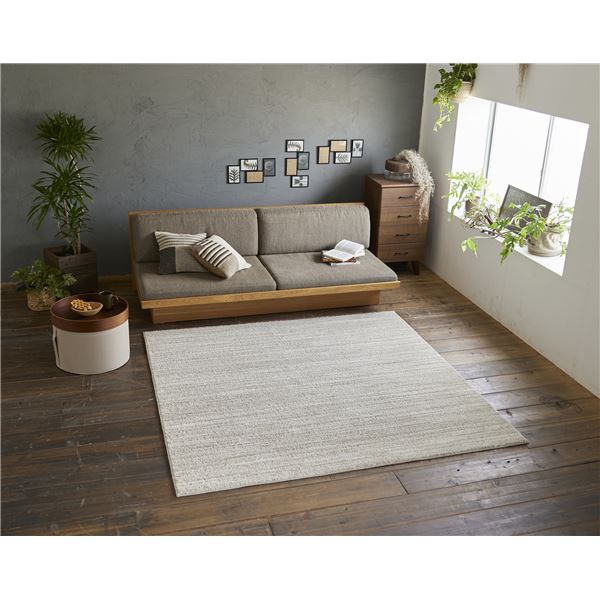 スミノエ 洗える ラグ エクリュ 約幅190×長さ190cm アイボリー 日本製【代引不可】