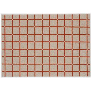 ラグ マット 絨毯 約幅130×長さ185cm オレンジ チェック柄 洗える 日本製 防ダニ 滑り止め加工 床暖房可 スミノエ オセロ