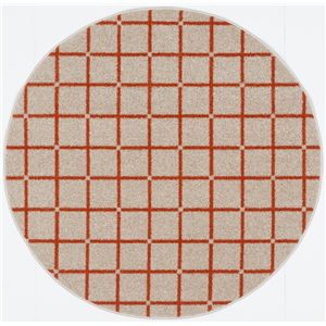 ラグ マット 絨毯 約幅150×長さ150cm 正円 オレンジ チェック柄 洗える 日本製 防ダニ 滑り止め加工 床暖房可 スミノエ オセロ