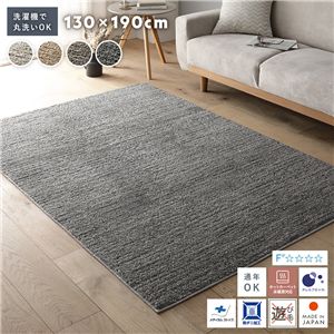 ミックスパイル ラグ 約130×190cm フォググレー 洗える 日本製 国産 軽量 防ダニ アレルブロック 遊び毛防止 オールシーズン