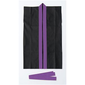 （まとめ）ロングハッピ不織布 黒（紫襟）Jサイズ（約80cm） ハチマキ付 【×10個セット】