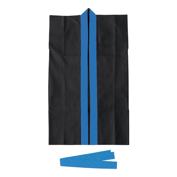 （まとめ）ライト不織布ロングハッピ Jサイズ（約80cm） 黒（青襟） 【×10個セット】