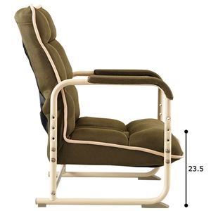 座り心地のよい高座椅子/リクライニングチェア 【オリーブ】 肘付き 高さ調節可 商品写真3