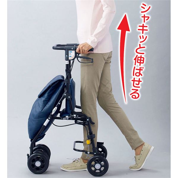 アンティ/座面付きショッピングカート ブルー(青) U字型ハンドル 両手ブレーキ付き 〔贈り物 ギフト 母の日 父の日 敬老の日〕は安全基準合格品