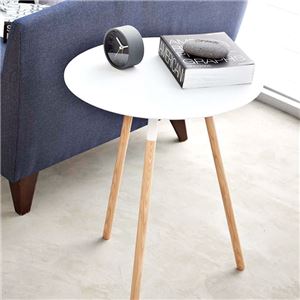 おしゃれな丸型シンプルデザインテーブル ホワイト - 拡大画像