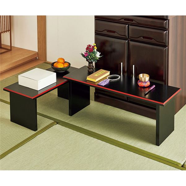 コンパクト 供物台/仏具 【大:幅76cm 小:幅60cm】 入れ子式 化粧繊維板 〔リビング 居間 仏間 床の間〕