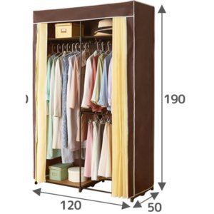 サイズが選べるカバー付クローゼットハンガー 幅120cm 組立式