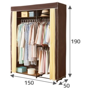 クローゼットハンガー 衣類収納 〔 幅150cm〕 カバー付き カーテン付き ハンガーラック サイズが選べる