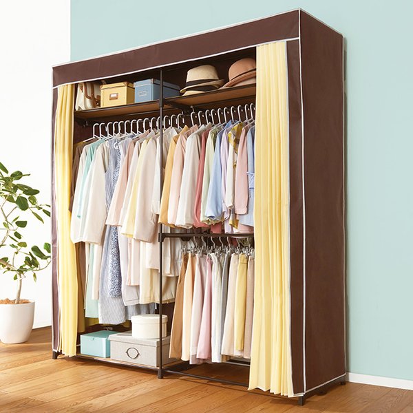 サイズが選べるカバー付クローゼットハンガー 幅180cm 組立式