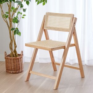ラタン調 折りたたみチェア 〔 2脚組〕 ナチュラル 省スペース インテリア家具 折りたたみ椅子 折り畳み椅子 完成品