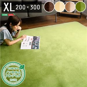 ラグマット 絨毯 XLサイズ 200×300cm ブラウン 洗える 高密度フランネルマイクロファイバー 不織布 防滑加工 リビング