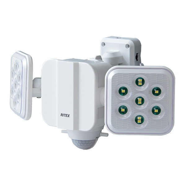 センサーライト 5W×2灯 フリーアーム式 LED 乾電池 防雨タイプ 防犯用アイテム セキュリティ対策用品 玄関 庭 ガレージ 店舗【代引不可】