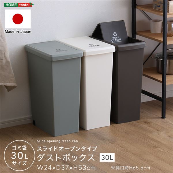 スライドオープンタイプ ゴミ箱30L ブラウン【代引不可】