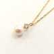 18金 イエローゴールド アコヤ真珠 ダイヤモンドペンダント/ネックレス - 縮小画像1