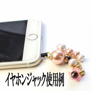 ピンク 水晶切子 フラワー スマホピアス イヤホンジャック 携帯ストラップ 商品写真4