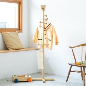 キッズハンガー くま(ナチュラル) コートハンガー ポールハンガー 入学 入園 北欧風 収納 制服 キッズ 子供 木製 ナチュラル 韓国インテリア NK-4022