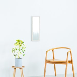 【2個セット】ウォールミラーdeco60(ホワイト/白) 木目 北欧風 鏡 姿見 高級感 木製 ドレッサー 玄関 トイレ 洗面 壁掛け モダン 韓国インテリア 業務用 NK-221