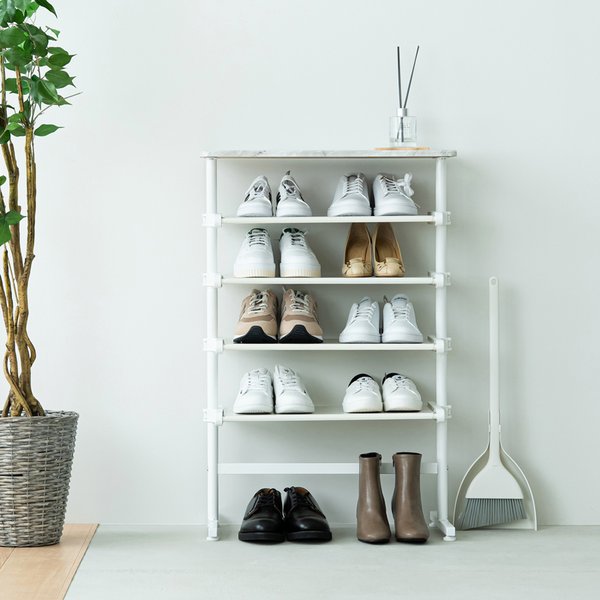 ワンタッチ式可動棚ラック フィット（マーブル/大理石） マルチラック 収納 韓国インテリア シェルフ スリム 玄関収納 キッチンラック シューズラック NK-7501 組立品