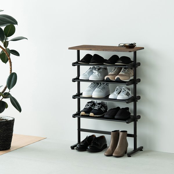 【2個セット】ワンタッチ式可動棚ラック フィット（ウッド/木目） マルチラック 収納 韓国インテリア シェルフ スリム ヴィンテージ 玄関収納 キッチンラック シューズラック 業務用 NK-7501 組立品