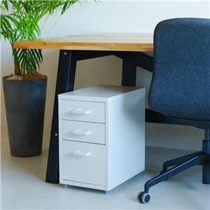 くらしのストレージワゴン3段(ホワイト/白) オフィス デスクワゴン スチール キャビネット デスクサイド 引出し モダン 事務所 書類収納 サイドワゴン 収納 韓国インテリア 組立品 NK-480