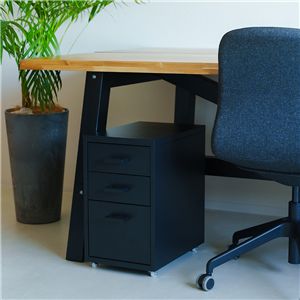 くらしのストレージワゴン3段(ブラック/黒) オフィス デスクワゴン スチール キャビネット デスクサイド 引出し モダン 事務所 書類収納 サイドワゴン 収納 韓国インテリア 組立品 NK-480