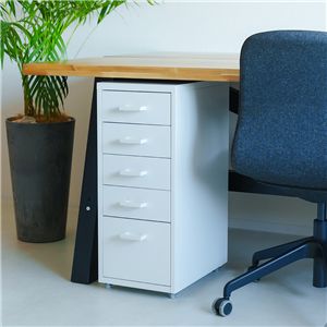 【2個セット】くらしのストレージワゴン5段(ホワイト/白) オフィス デスクワゴン スチール キャビネット 引出し モダン 書類収納 サイドワゴン 収納 韓国インテリア 業務用 組立品 NK-481