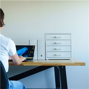 くらしのストレージボックス4段(ホワイト/白) オフィス 卓上収納 スチール 引出し 小物入れ オーガナイザー 収納 引出し モダン インテリア 文房具収納 書類収納 韓国インテリア 組立品 NK-482