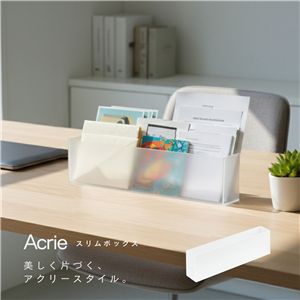  アクリー スリムボックス(スモーク/半透明) スリッパラック 卓上収納 文房具 収納ケース 小物 デスク周り 整理 玄関 オフィス デスクオーガナイザー 透明 スタイリッシュ 韓国インテリア アクリル製 完成品 NK-872