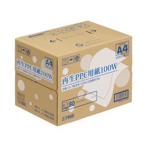 【まとめ買い】王子製紙 再生PPC用紙100W A4(箱) 1箱(500枚×5冊) 商品写真