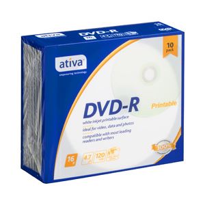 (業務用セット) ativa データ用DVD-R 4.7GB ホワイトレーベル 個別ケース 10枚入 【×5セット】 商品写真